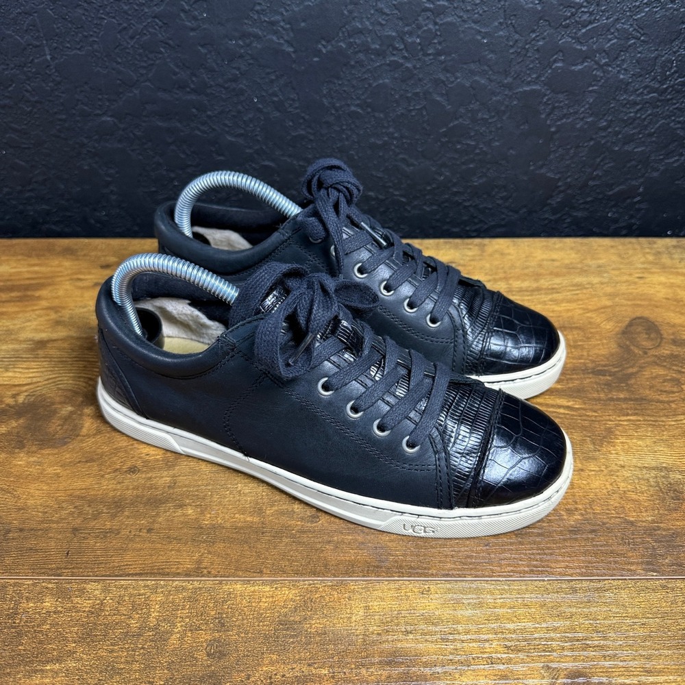 UGG Tye Croc 1013363 Black Leather Fashion Sneakers Womens 8.5